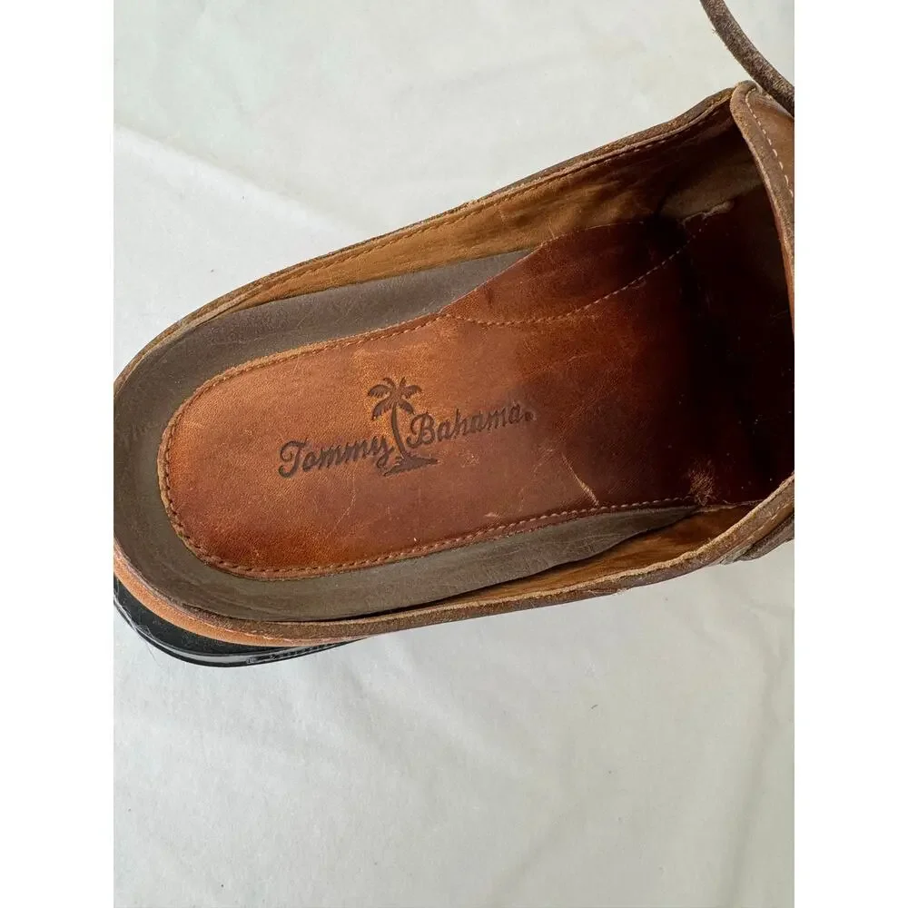 Tommy Bahama Starboard Leather Mule Loafers Brandy Brown Tan Men’s 8